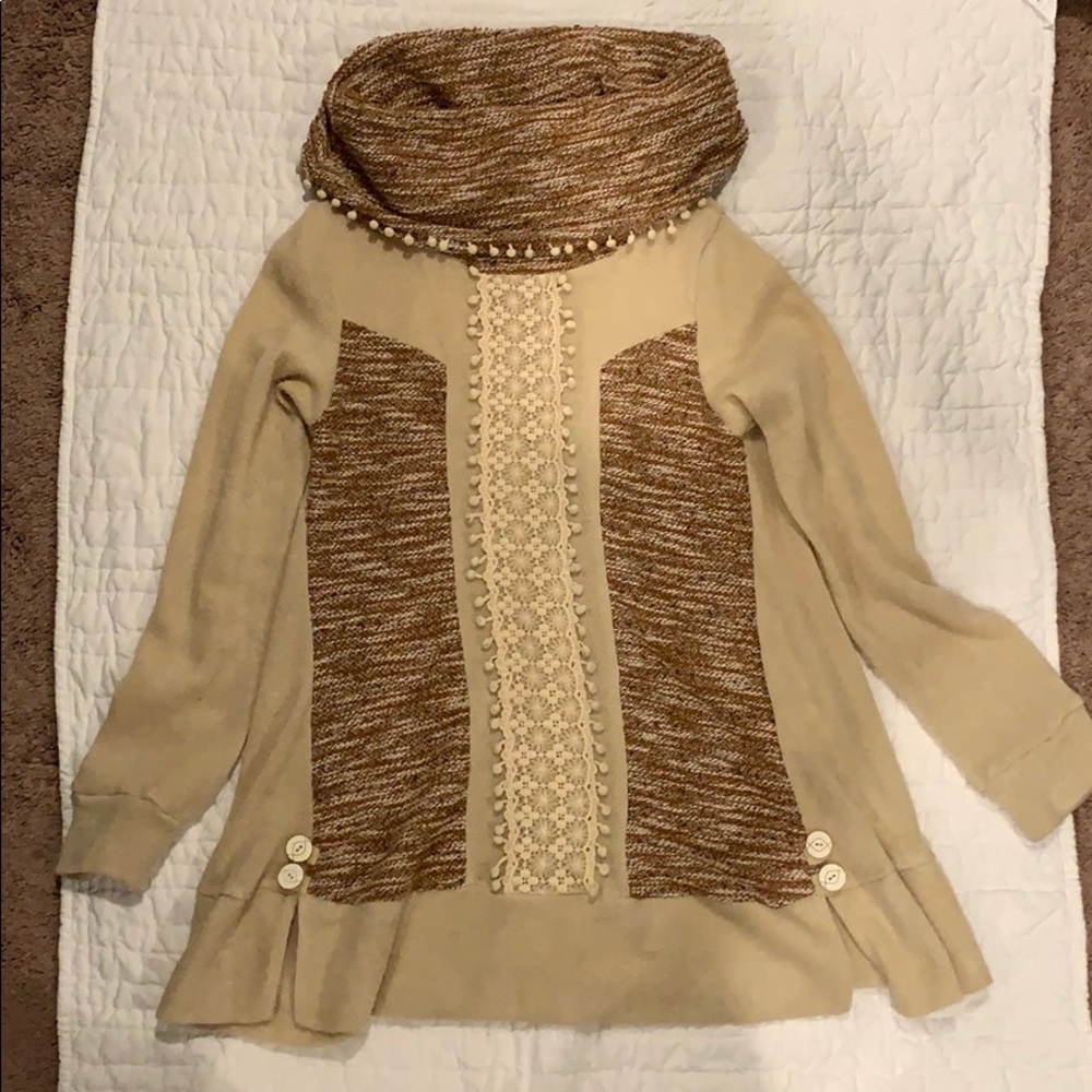 Tunic cowl neck sweater